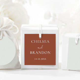Elegant Minimal Rustic Terracotta Script Wedding Bedankjes Labels