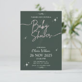 Elegant Minimal Sage Green Baby shower Kaart (Staand voorkant)