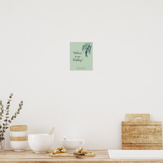 Elegant Minimal Sage Green Willow Branch Wedding Poster (Keuken)