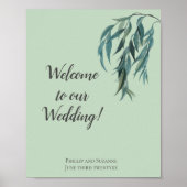 Elegant Minimal Sage Green Willow Branch Wedding Poster (Voorkant)