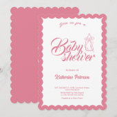 Elegant Minimal Scalloped Baby Shower Invitation Kaart (Voorkant / Achterkant)