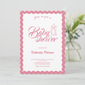 Elegant Minimal Scalloped Baby Shower Invitation Kaart (Staand voorkant)