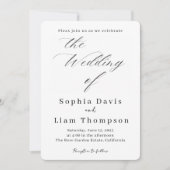 Elegant Minimal Script Black and White Wedding Inv Kaart (Voorkant)