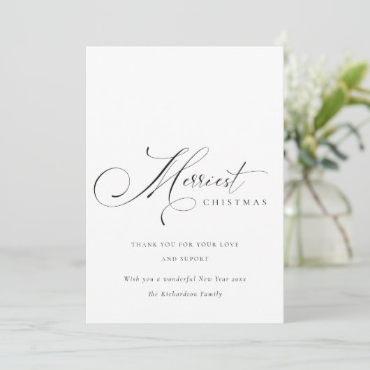 Elegant Minimal Script Merry Kerst Groet Feestdagenkaart (Staand voorkant)
