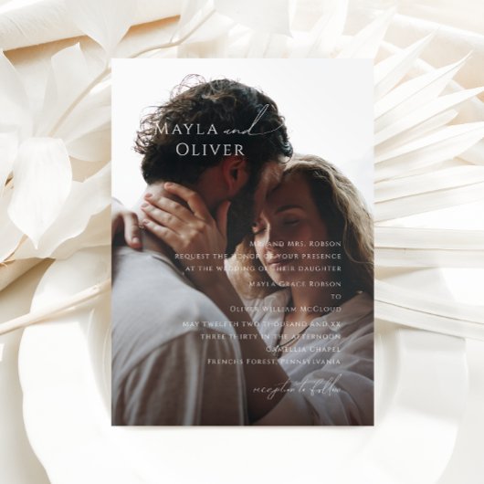 Elegant Minimal Script Photo Traditional Wedding Kaart