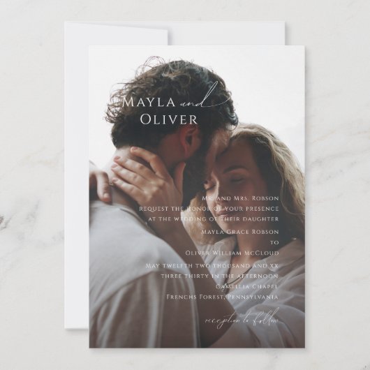 Elegant Minimal Script Photo Traditional Wedding Kaart (Voorkant)