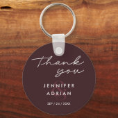 Elegant Minimal Seal brown Modern Wedding sleutelh Sleutelhanger (Achterkant)