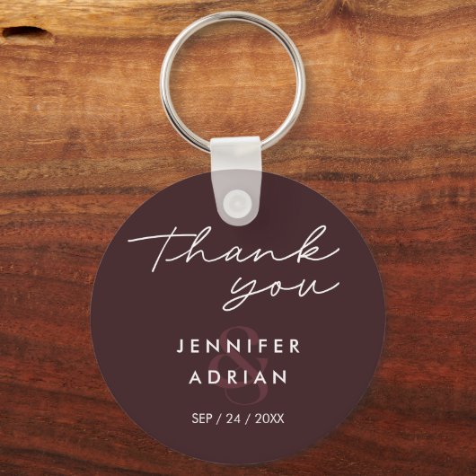 Elegant Minimal Seal brown Modern Wedding sleutelh Sleutelhanger (Achterkant)