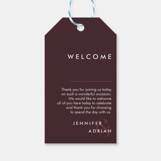 Elegant Minimal Seal brown Modern Wedding Welcome Cadeaulabel (Voorkant)
