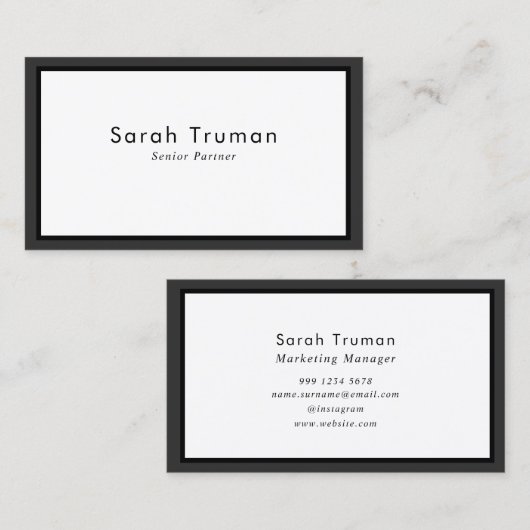 Elegant Minimal Senior Partner Grijs en zwart Visitekaartje (Voorkant / Achterkant)