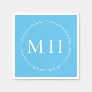 Elegant Minimal Sky Blue Monogram Weddenschap Servet