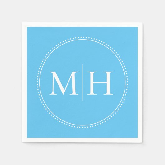 Elegant Minimal Sky Blue Monogram Weddenschap Servet (Voorkant)