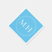 Elegant Minimal Sky Blue Monogram Weddenschap Servet (Hoek)