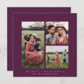 Elegant Minimal Square Triple Photo Holiday Card Feestdagenkaart (Voorkant / Achterkant)