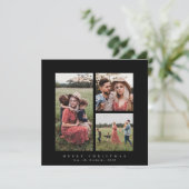 Elegant Minimal Square Triple Photo Holiday Card Feestdagenkaart (Staand voorkant)
