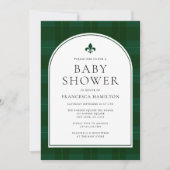 Elegant Minimal Tartan Green Boy Baby shower Kaart (Voorkant)