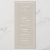 Elegant Minimal Taupe Wedding Menu (Voorkant)