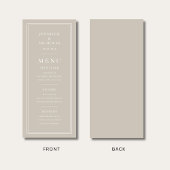 Elegant Minimal Taupe Wedding Menu