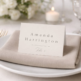 Elegant Minimal Taupe Wedding Place Card  Kaart