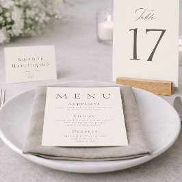 Elegant Minimal Taupe Wedding Table Numbers 1–19 Bedankkaart