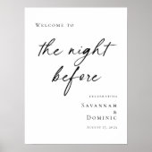 Elegant minimal The Night Before Rehearsal welcome Poster (Voorkant)