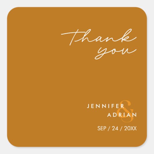 Elegant Minimal Tiger's Eye Modern Wedding Vierkante Sticker (Voorkant)