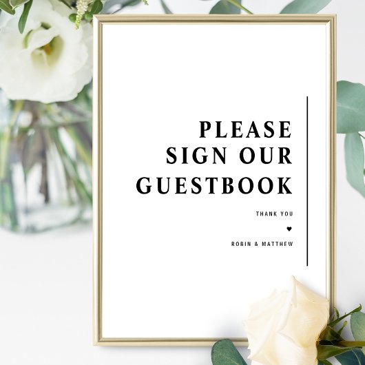 Elegant Minimal Wedding Guest Book Sign Poster