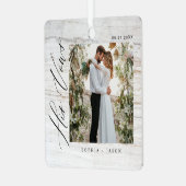 Elegant Minimal Wedding His Vows Couples Photos Metalen Ornament (Voorkant links)
