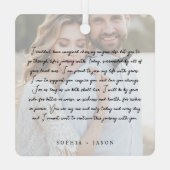 Elegant Minimal Wedding His Vows Couples Photos Metalen Ornament (Achterkant)