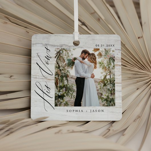 Elegant Minimal Wedding His Vows Couples Photos Metalen Ornament