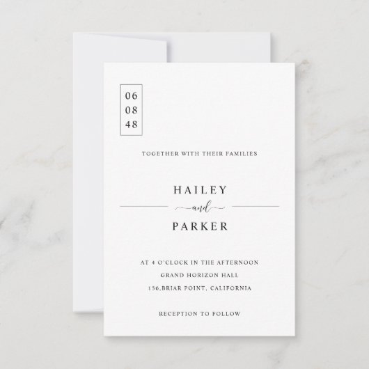 Elegant Minimal Wedding Invitation Kaart (Voorkant)