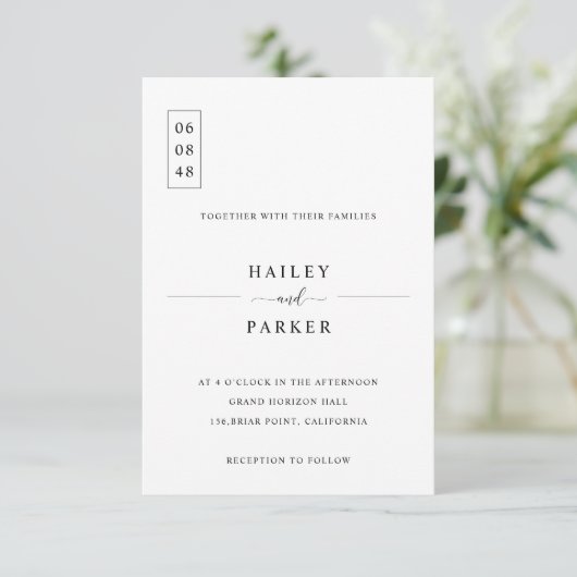 Elegant Minimal Wedding Invitation Kaart (Staand voorkant)