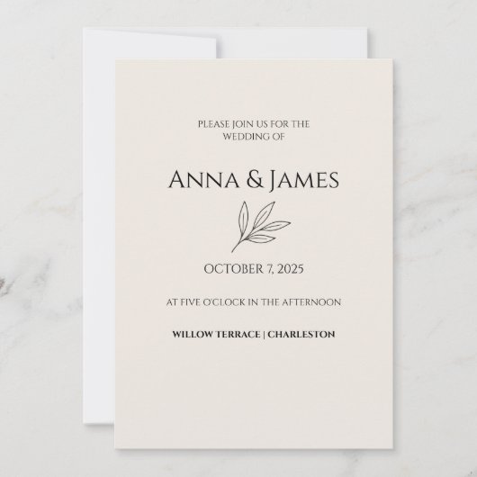 ✨ Elegant Minimal Wedding Invitation ✨ Kaart (Voorkant)