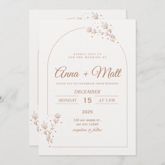 Elegant Minimal Wedding Invitation Kaart (Voorkant / Achterkant)