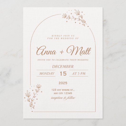 Elegant Minimal Wedding Invitation  Kaart (Voorkant)