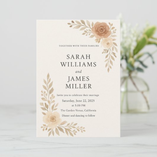 Elegant Minimal Wedding Invitation Kaart (Staand voorkant)