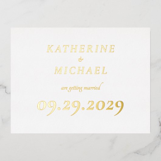 Elegant Minimal Wedding Real Gold Foil Invitation Folie Feestdagen Briefkaart (Voorkant)