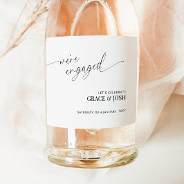 Elegant Minimal We're Engagement Party Sparkling Wijnetiket
