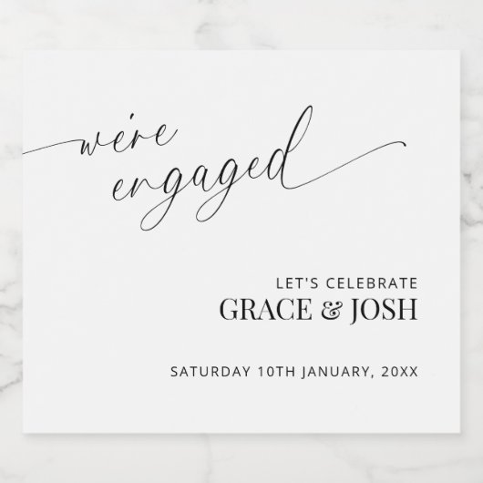 Elegant Minimal We're Engagement Party Sparkling Wijnetiket (Enkel label)