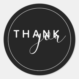 Elegant Minimal White Black Hartelijk dank Ronde Sticker