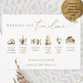 Elegant Minimal White en Gold Wedding Tijdschema Informatiekaartje
