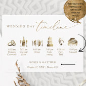 Elegant Minimal White en Gold Wedding Tijdschema Informatiekaartje