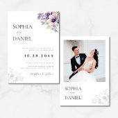 Elegant Minimal White Floral Wedding Invitation Kaart