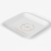 Elegant Minimal White Gold Monogrammed Wedding Papieren Bordje (Gebogen)