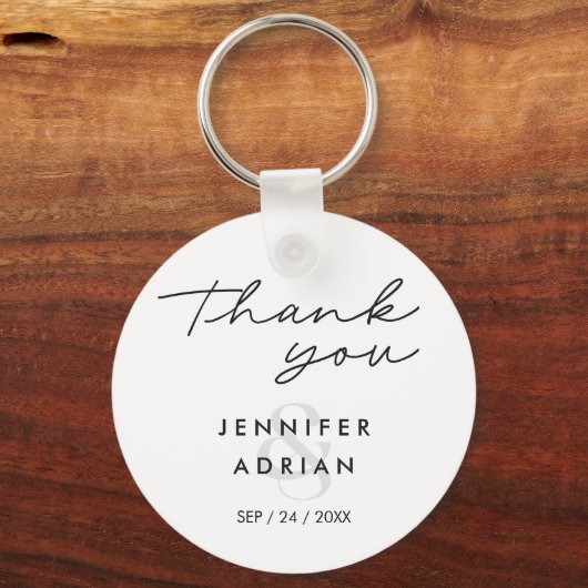 Elegant Minimal White Modern Wedding Sleutelhanger (Achterkant)