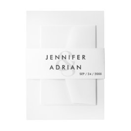 Elegant Minimal White Modern Wedding Uitnodigingen Wikkel