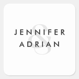 Elegant Minimal White Modern Wedding Vierkante Sticker
