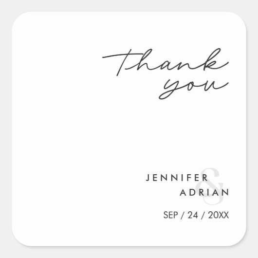 Elegant Minimal White Modern Wedding Vierkante Sticker (Voorkant)