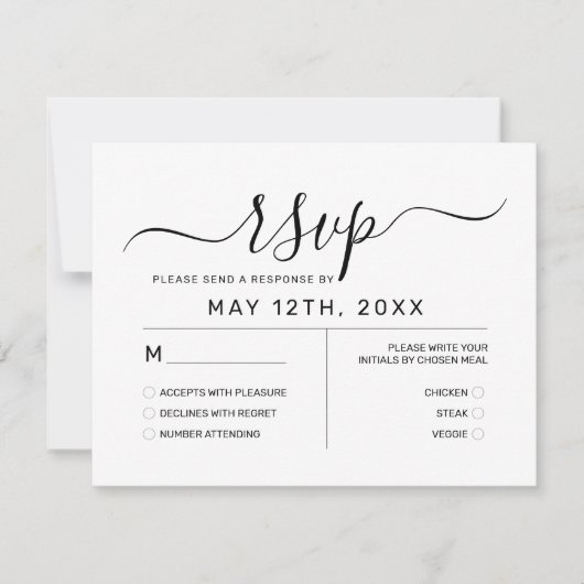 Elegant Minimal White Monogram Wedding RSVP (Voorkant)