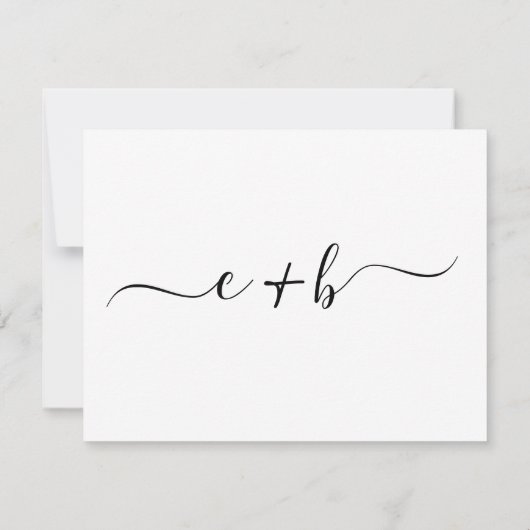 Elegant Minimal White Monogram Wedding RSVP (Achterkant)